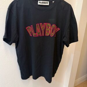 Playboy by PacSun Rhinestone Logo T-Shirt Size Medium
